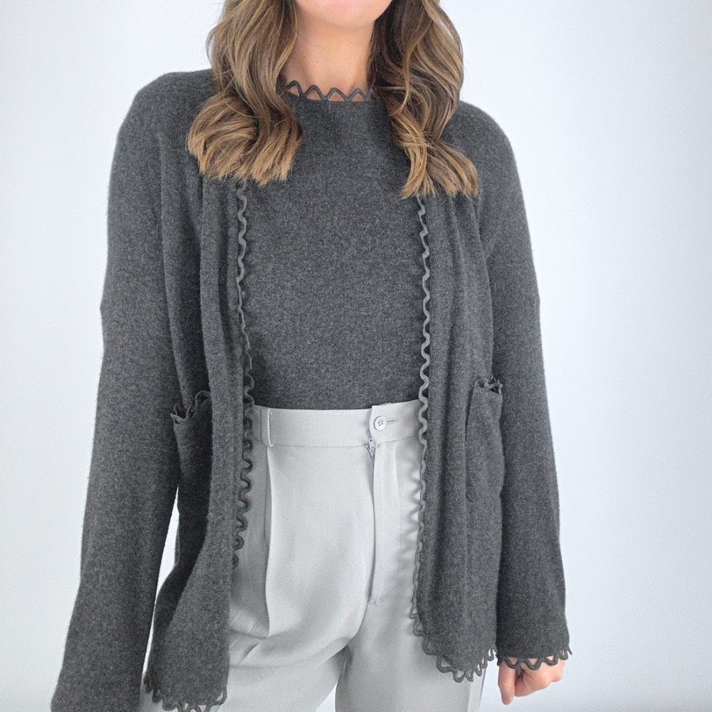 Vintage Valentino Grey Cashmere Squiggle Sweater Set